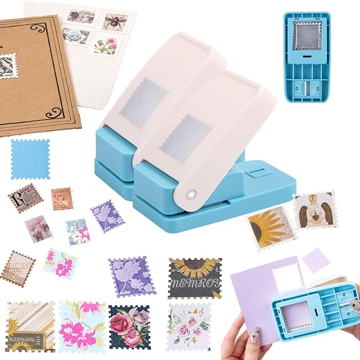 BAOFALI 2Pcs/Set Stamp Puncher 1x1inch &1x0.8inch Rectangular Postage Stamp by BAOFALI