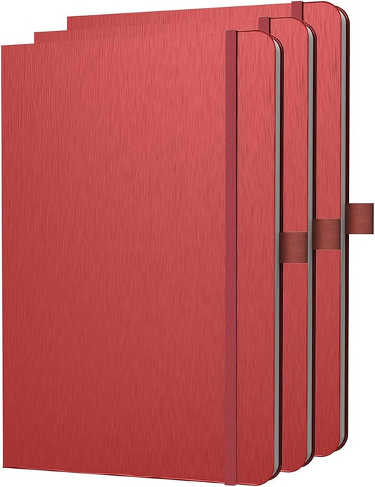 A5 Lined Journal Notebook, 7mm College Ruled Notepad, Journaling for Writing, Work, School, Travel and Note Taking, Hardcover 160 Pages (80 Sheets) 5.79 x 8.3 inches (3 Pack Red)-DeskLoop Office