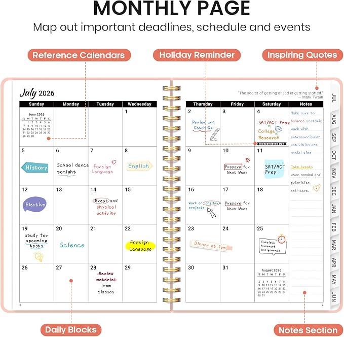Planner 2026-2027 for Women & Men, Academic Monthly and Weekly Calendar Planner - Image 2