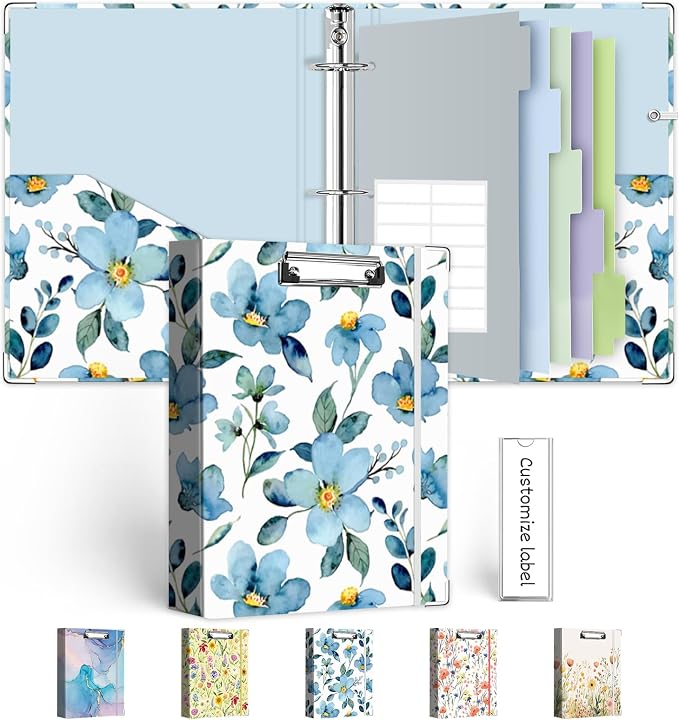 Mini Binder Organizer for 5.5" x 8.5" Paper ，1 Inch 3 Ring Binder by KLLVE