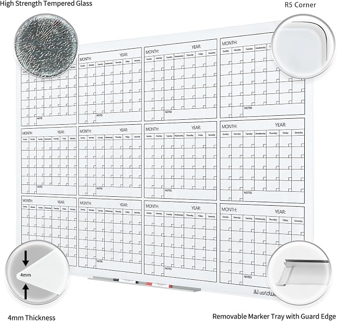 Magnetic Whiteboard Glass Board Yearly Calendar - Image 2