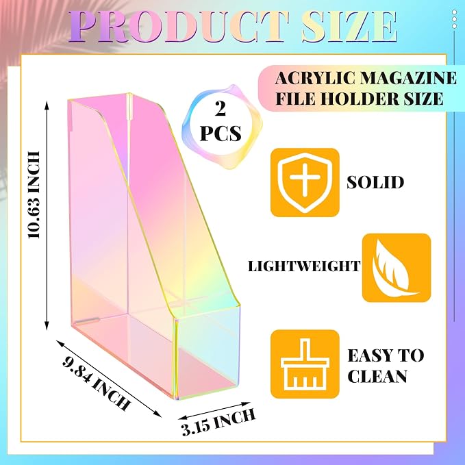 Engrowtic 2 Pcs Iridescent Vertical Magazine File Holder Acrylic Magazine - Image 3