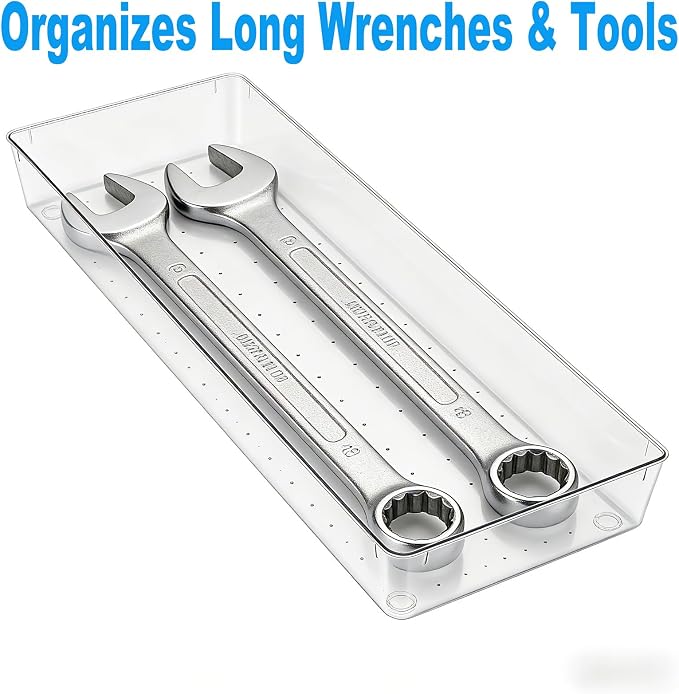 Manalete 4 Pack 15"x6" Extra Large Clear Plastic Drawer Organizer Trays - Image 7