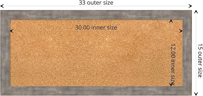 Amanti Art Natural Cork Board for Wall, 15x33 Vision Board with Silver Wood Frame, Medium Corkboard Office Decor for Home Organization, Casual Corkboard Pinboard to display items for home organization-DeskLoop Office