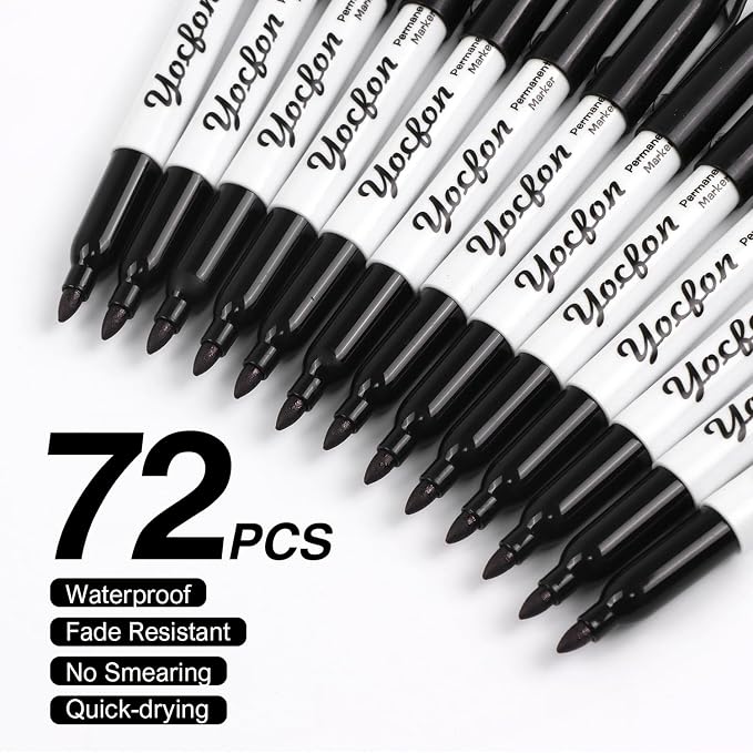 Yocfon Permanent Markers, Fine Tip, Waterproof Markers, Works On Plastic - Image 2