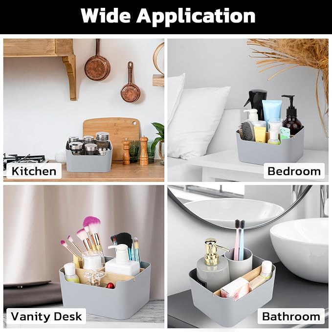 Segarty Gray Desk Storage Organizer, Detachable Divided Bamboo Remote Control - Image 7