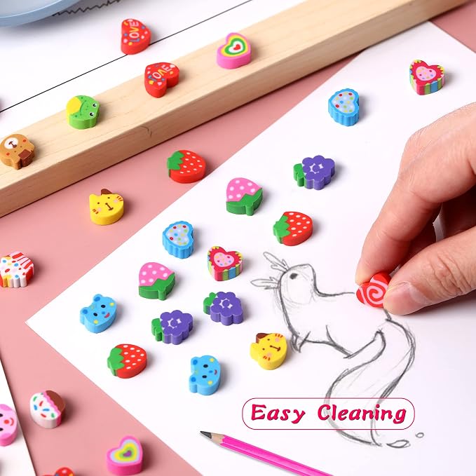 JUNEBRUSHS 150 Pieces Mini Erasers - Image 4