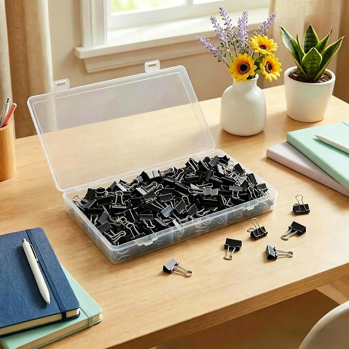 260Pcs Mini Binder Clips Black, 0.59 in/15mm Small Binder Paper Clips Office - Image 2