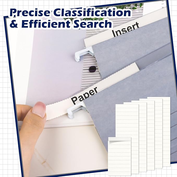 100 Pcs Hanging File Folder Paper Inserts 3-1/2 Inch Off White Blank File Tab - Image 5