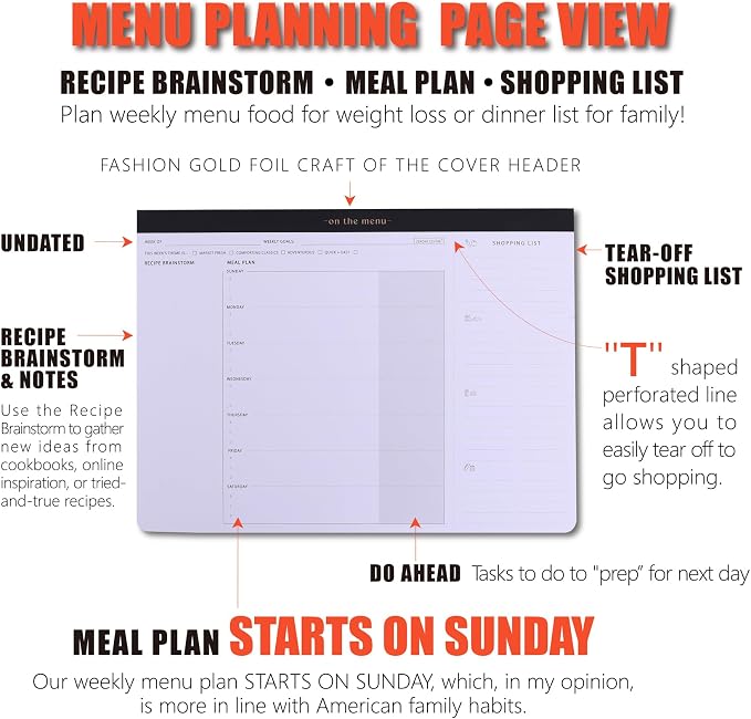 Weekly Meal Planner with Recipes and Grocery List Magnetic Notepad - Image 3