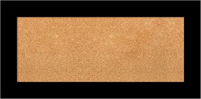 Amanti Art Natural Cork Board for Wall, 17x35 Vision Board with Black Wood Frame, Medium Corkboard Office Decor for Home Organization, Casual Corkboard Pinboard to Display Items for Home Organization-DeskLoop Office