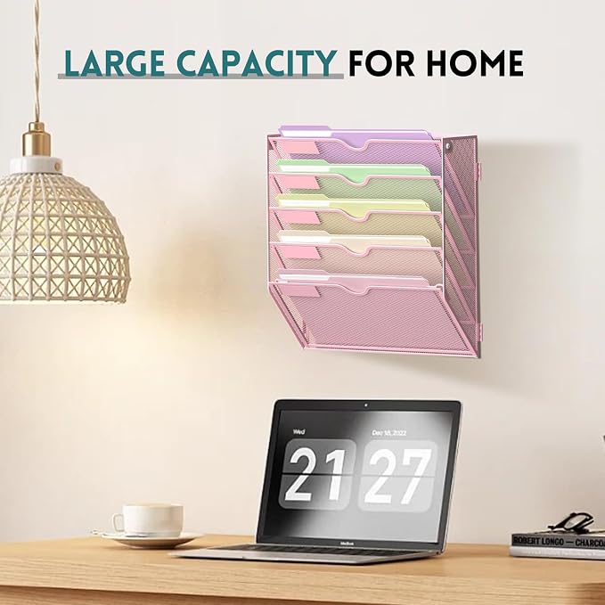 SUPEASY 5 Tier Wall File Organizer, Hanging Wall Mounted Mail Organizer - Image 7