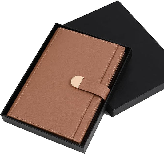 Textured Hardcover Lined Journal for Women Men Magnetic Buckle A5 Leather Journal Notebook with Gift Box 300 Pages 67 lb./100 gsm Paper College Ruled Journaling Notebook for Writing Work School Daily Diary-DeskLoop Office