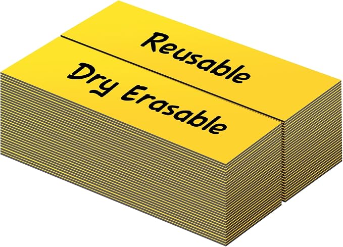 LLPT Dry Erase Magnetic Labels 1" x 3" 50 Packs Yellow | Reusable Blank by LLPT-AllAboutAdhesiveTapes