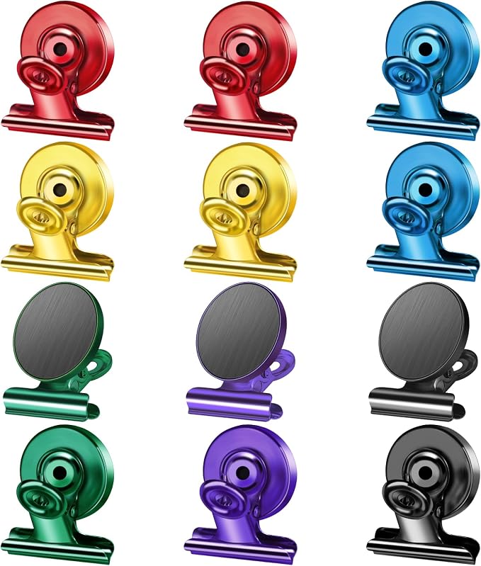 Grtard 12 Pack Magnetic Clips, Mixed Color Magnet Clips by Grtard