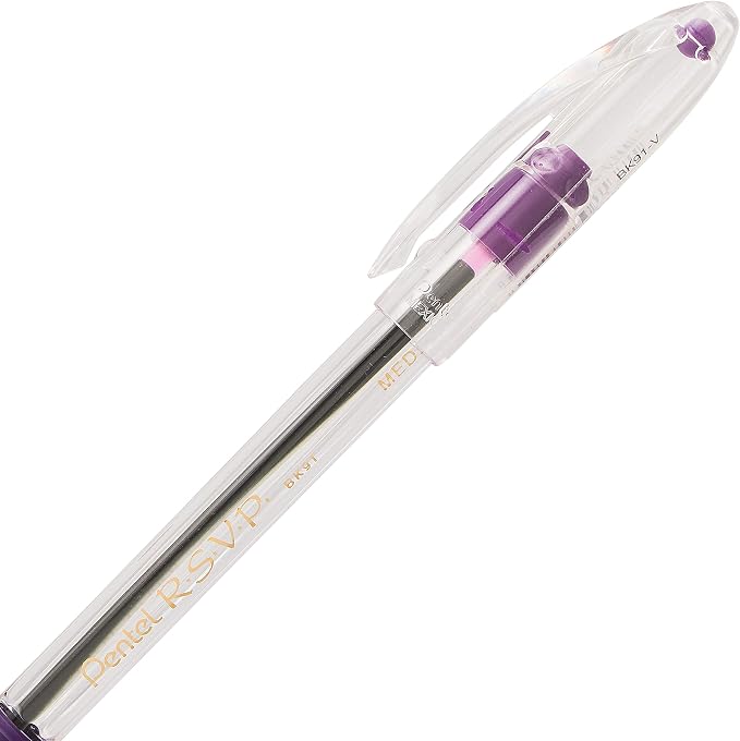 Pentel RSVP Ballpoint Pen, Medium Line, Violet Ink - Image 3