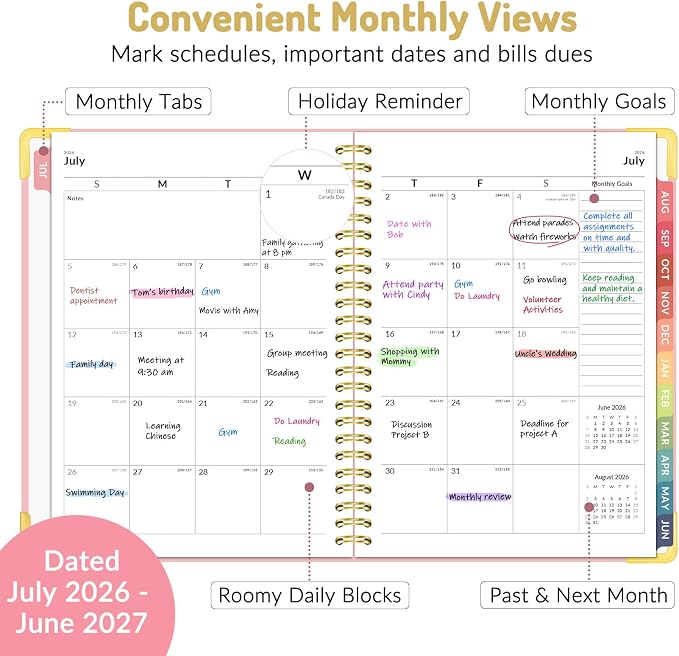 Forvencer Academic Planner 2026-2027, Hardcover Calendar Planner Weekly & - Image 2
