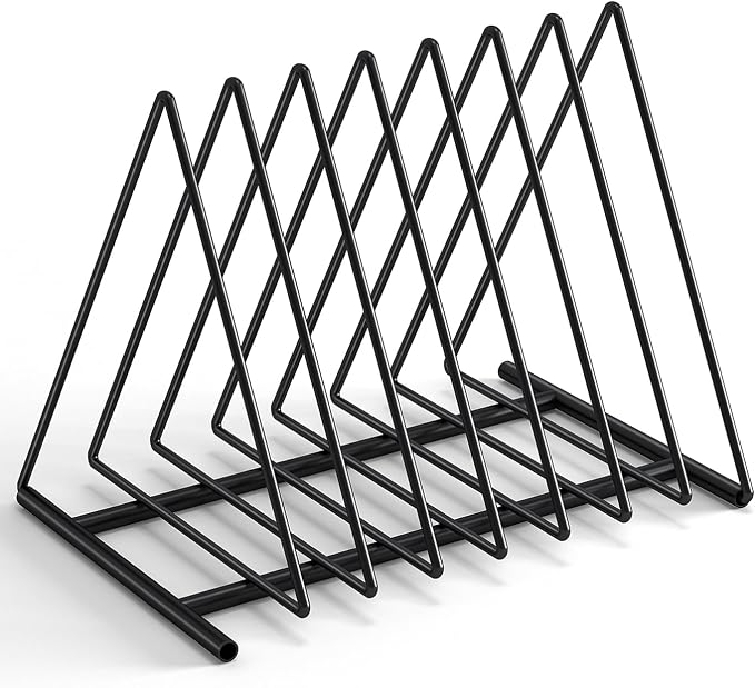 Triangle Desk File Organizer, 7 Slots Metal File Sorter Magazine Holder by Fun+storage