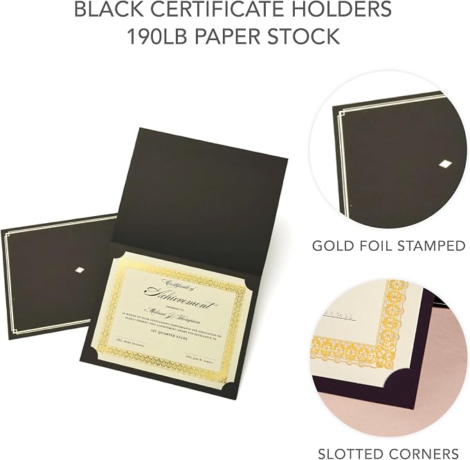 Gartner Studios Certificate Kit, 60 Black Holders + 60 Papers, Quality ivory - Image 8
