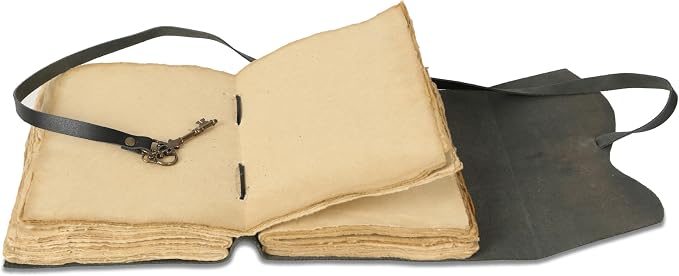 Leather Journal with Deckle Edge Paper 8x6 inch and Vintage Key | Handmade - Image 5