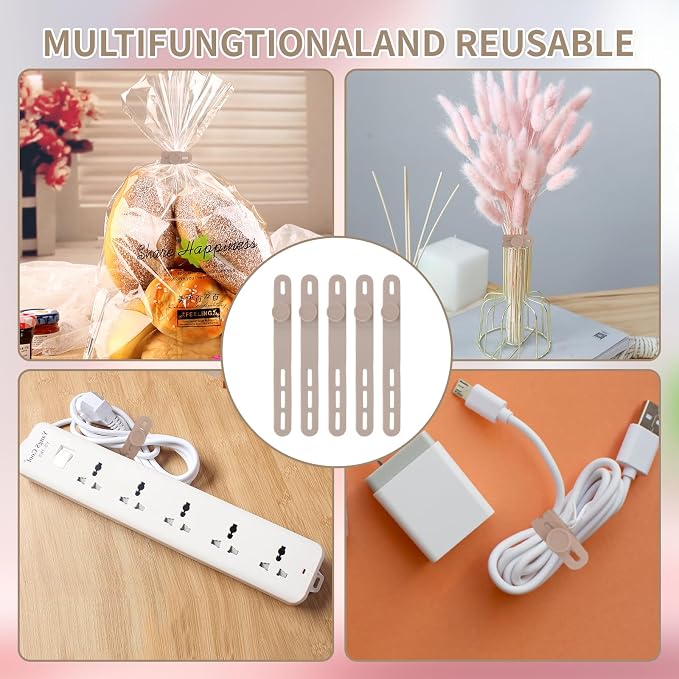 Oligei 25 Pcs Silicone Cable Ties, Cable Ties Reusable, High Elasticity Cord - Image 7
