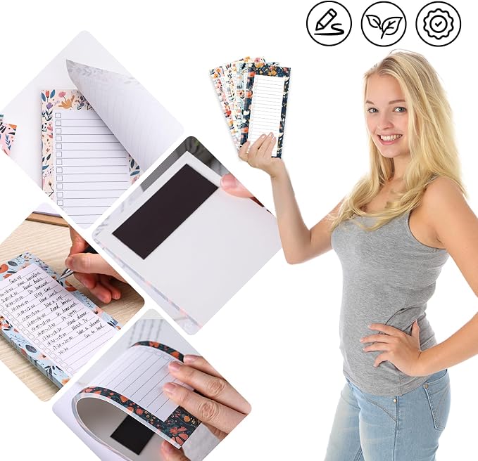 Koogel Magnetic Note Pads for Fridge, 4 Pack 200 Sheets Refrigerator Note Pad - Image 2