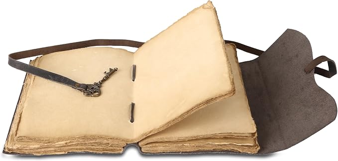 Leather Journal with Deckle Edge Paper 8x6 inch and Vintage Key | Handmade - Image 5