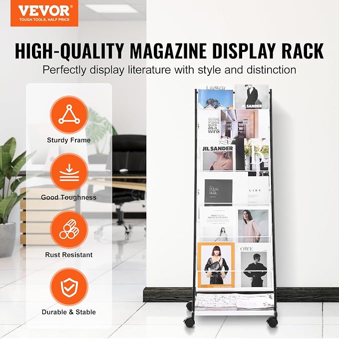 VEVOR Brochure Display Rack, 6-Tier Magazine Literature Display Stand, Floor - Image 2