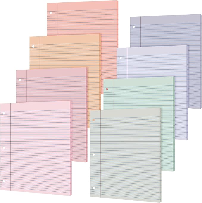 PerKoop 400 Sheets Colored Loose Leaf Paper 8.5" x 11" college ruled Lined 3 Hole Punched notebook Filler Paper for 3 Ring Binders Office School Supplies (Fantasy Color)-DeskLoop Office