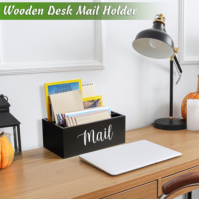 DRASTAR Mail Organizer Countertop, Wooden Mail Holder - Image 2