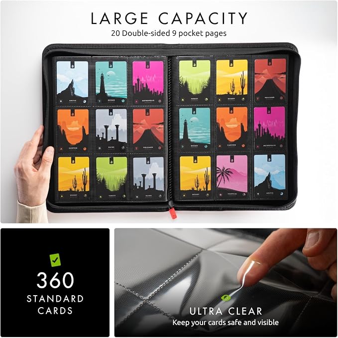 Vault X 9 Pocket Zip Binder, 360 Cards, Exo-Tec Material, 20 Side-Loading Pages - Image 4