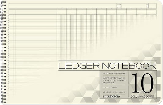 BookFactory Accounting Ledger Notebook/Large 10 Column Accounting Ledger by BookFactory