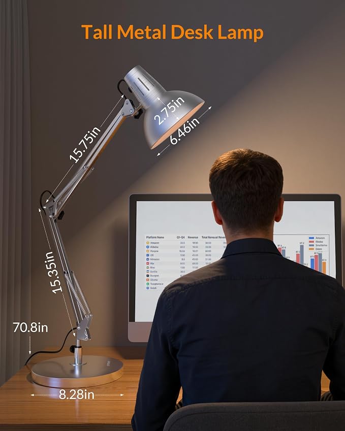 LEPOWER Metal Desk Lamp, Adjustable Goose Neck Architect Table Lamp - Image 2