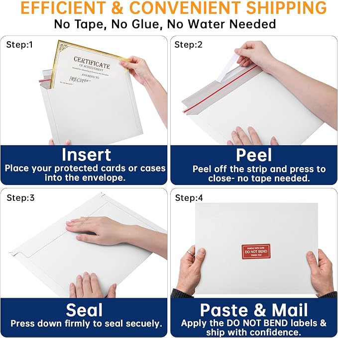100 Pack 13.5 x 10 Inch Rigid Mailers, Art Prints, Certificates, Small Business - Image 5