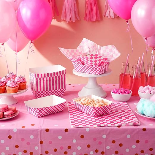 Geosar 100 Pcs Gingham Party Supply Disposable Paper Food Tray Bulk Disposable - Image 5