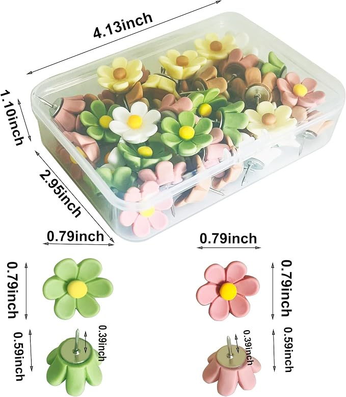 50 Pcs Flower Push Pins, Colorful Plastic Thumb Tacks - Image 2