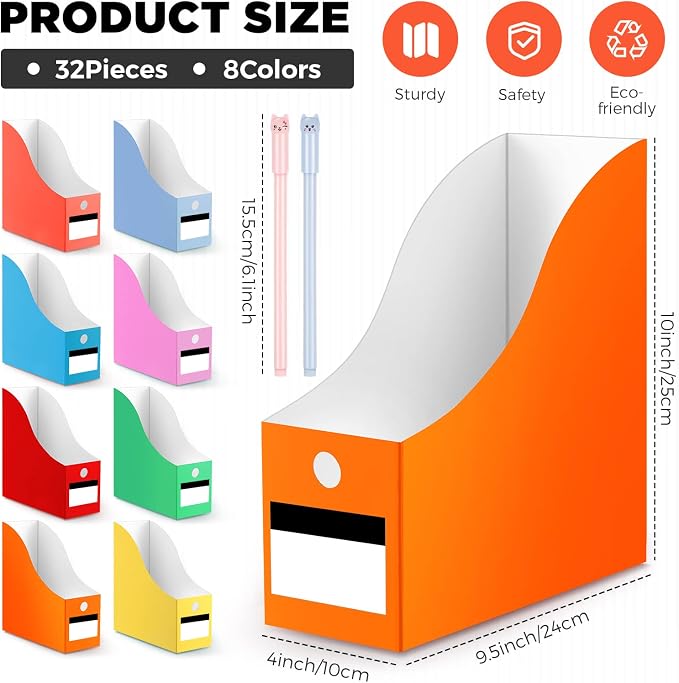 Jutom 32 Pcs Magazine File Holder Set Including Colored Foldable Desk File - Image 2