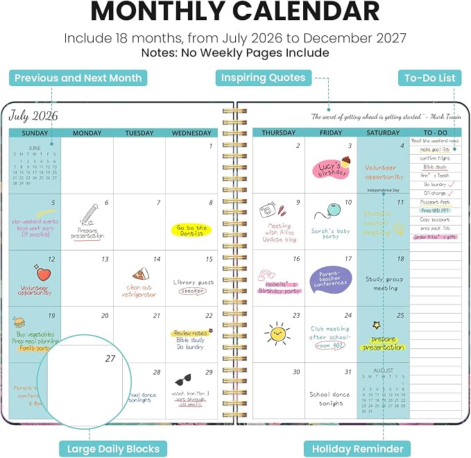 Monthly Planner 2026-2027, Aesthetic 2 Year Months Planner Calendar, 18-Months - Image 2