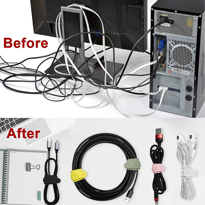 100Pcs Silicone Cable Ties Cord Organizer - Image 4