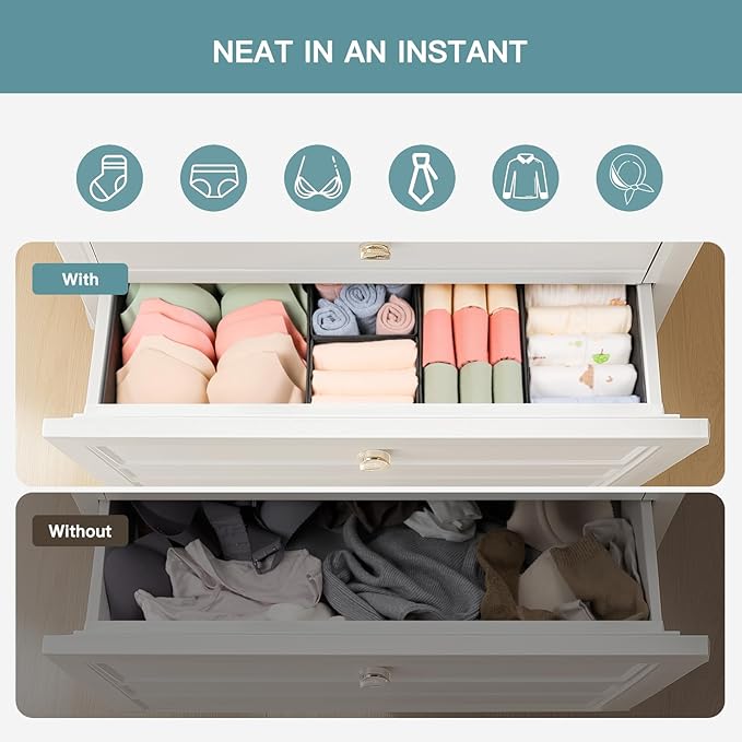 Criusia Drawer Organizer Clothes, 10 Pack Dresser Organizer - Image 3