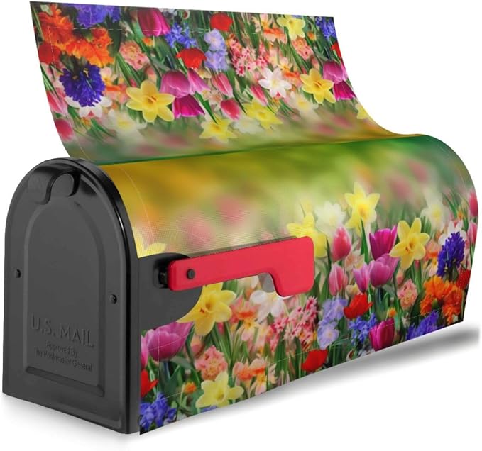Spring Flowers Butterfly Welcome Magnetic Mailbox Cover, Colorful Mailbox Wrap - Image 3