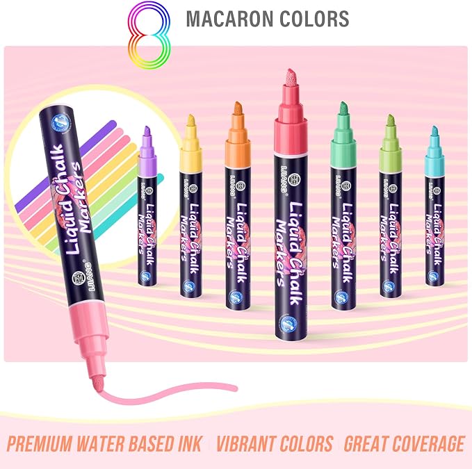 Chalk Markers - Pastel 8 Colors, Water-Based Non-Toxic Liquid Chalk Markers - Image 3