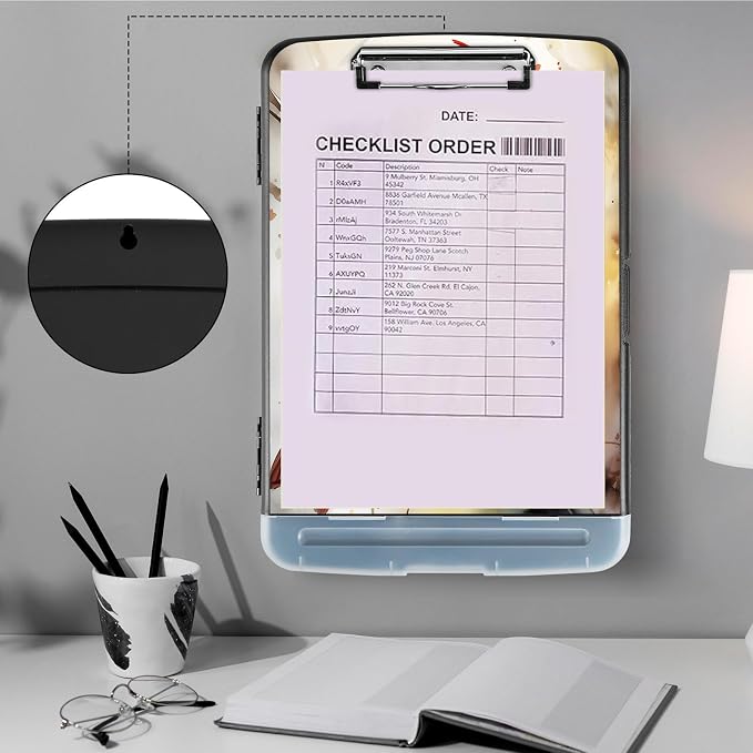 Clipboard with Storage, Storage Clipboard with Pen Holder, Heavy Duty Plastic - Image 4