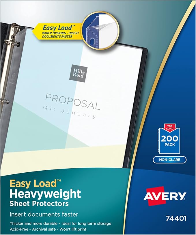 Avery Clear Heavyweight Sheet Protectors, Easy Load, 200 Document Protectors by Avery