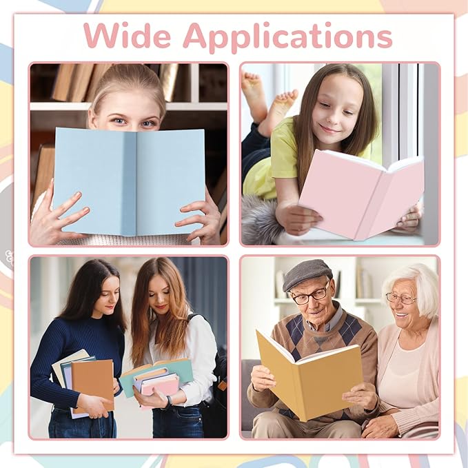 Jumbo Stretchable Book Covers 12PCS Reusable Fabric Book Covers with Label 9x11in Boho Pastel Protective Sleeve for Hardcover Book Textbook Cover for School Fits Most Book Sizes Up to 10x12.5in-DeskLoop Office