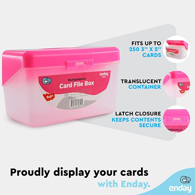 Enday Index Card Holder Pink, 3x5 Note Flash Card Organizer Case, Index Card - Image 4