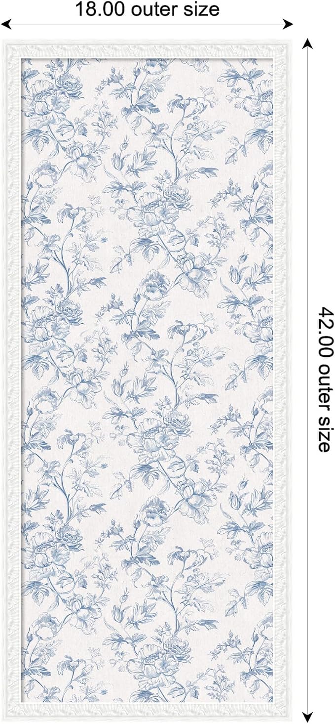 Kate and Laurel Framed Fabric Pinboard 18 x 42, Bethany White Frame - Image 2