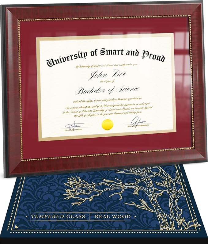 Wooden College Diploma Frame 8.5 x 11 by SmartandProud