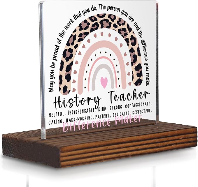History Teacher Gift Desk Sign Appreciation Plaque, Difference Maker Thank You by Pariveca