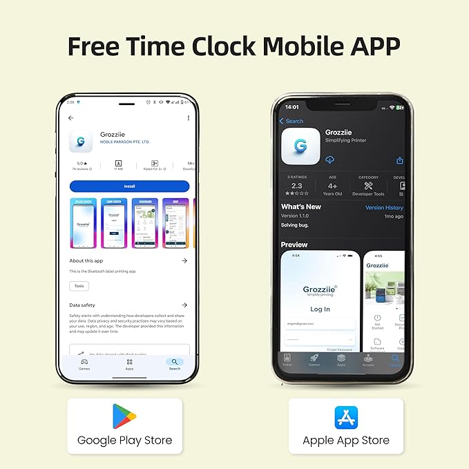 Time Clocks for Employees Small Business, Auto-Align Time Clock, 6 Punches per Day Time Machine, Clock in Machine for Employees with Time Cards, 2 Ink Ribbons and 4 Racks (White-App)-DeskLoop Office